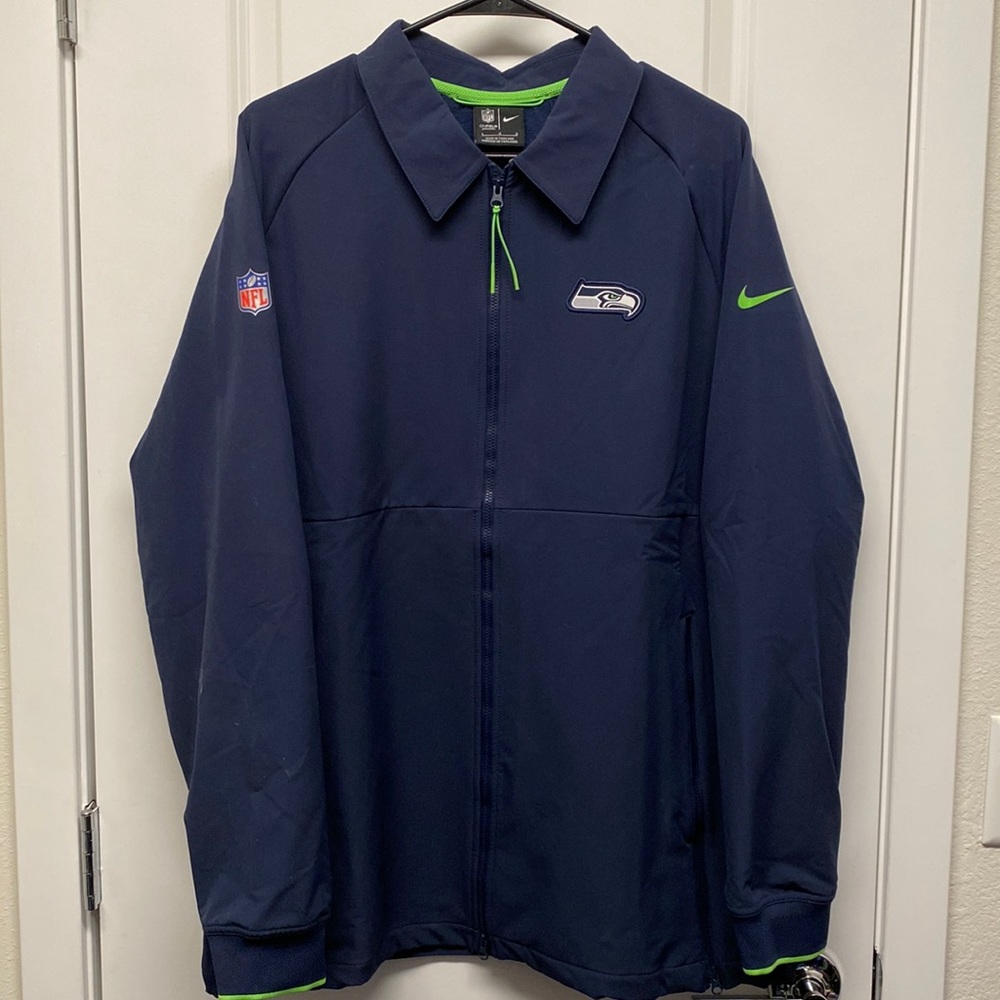 Mens Nike NFL On Field Apparel - Seattle Seahawks Navy Full Zip Jacket - Large